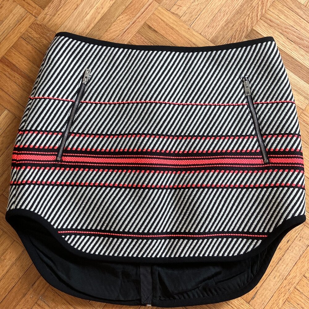 rag & bone sz 2 mini skirt black white orange stripe